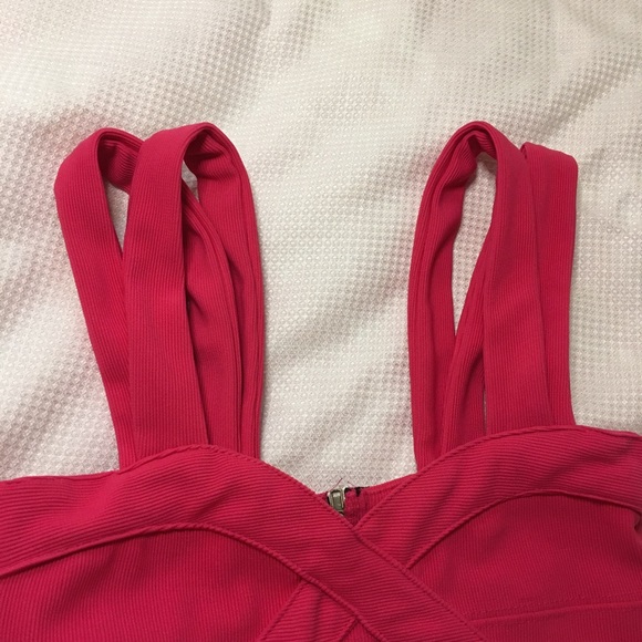 Double strapped pink bandage bodycon dress -small - Picture 3 of 9